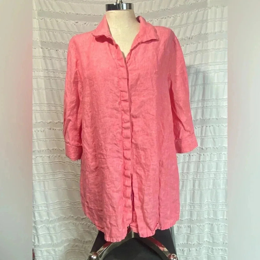 Foxscroft linen button up top
